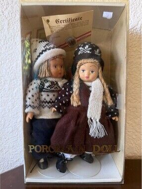 Handmade Norwegian Dolls Set of 2 Porcelain Arms Faces Made In Germany 1960s NEW